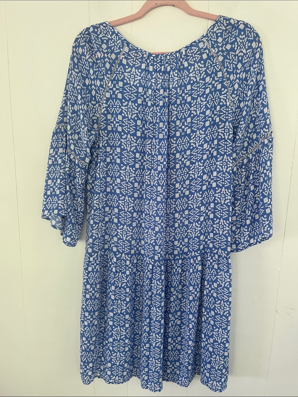 Southern Tide Whitnee Blue White Performance Geometric Pattern Dress Sz Medium - Picture 9 of 10